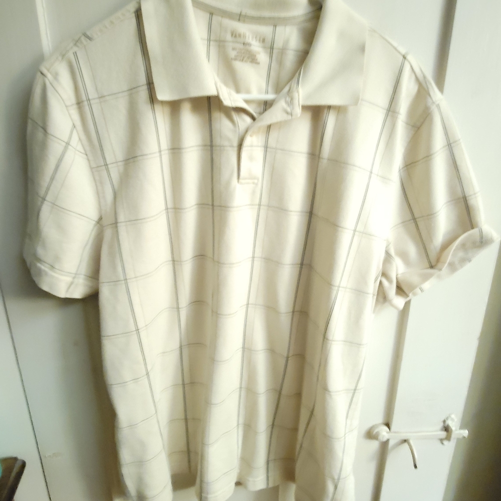 Van Heusen Cream Plaid Polo Shirt